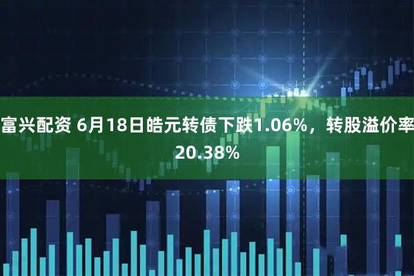 富兴配资 6月18日皓元转债下跌1.06%，转股溢价率20.38%